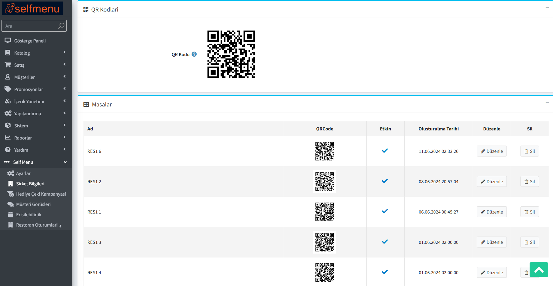 QR Code ile Hızlı Sipariş Ekranı